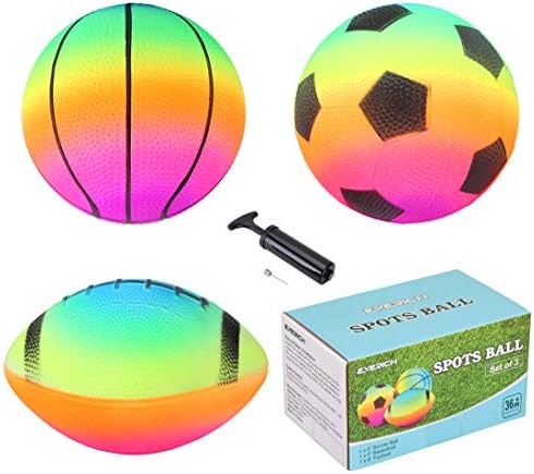 EVERICH צעצוע צבעוני הילדים ביצים עם 1 משאבת-מתאים לפעוטות חיצוני מקורה משחק כדורי-הסט כולל 5 כדורגל, 5 כדורסל,6.5 פוטבול,
