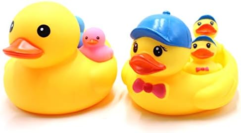 SPADORIVE צהוב ברווז 2 משפחות האמבטיה ערכת - צבעוני צף וצייצו מקלחת צעצועים הילד אמבטיה ברווז גומי צעצועי אמבטיה (לגמרי