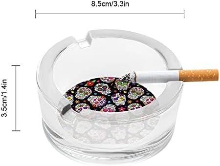 גולגולת סוכר פרחוני עישון מאפרה מזכוכית סיגריות סיגרים מאפרה אישית למעשן בעל סיבוב מקרה