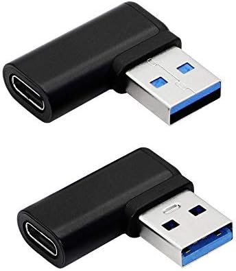 CERRXIAN 90 מעלות USB C מתאם USB A, ישר זווית משמאל זווית USB 3.0 זכר USB Type C 3.1 נשי מחבר עבור מחשבים ניידים, קיר