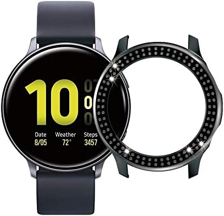 שעון חכם מקרה נהדר עבור Galaxy Active2 40mm / 44mm מחשב שורה כפולה שעון היהלומים מקרה (צבע : שחור)