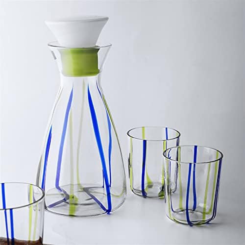 מים Carafe זכוכית קר סיר עם 4 כוסות ברורה מים קרים קנקן המיץ המגיש משקאות הביתה Drinkware בקבוק מים סטים עם מכסה קנקן