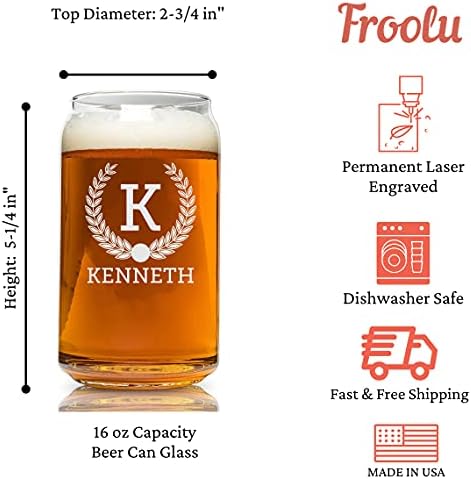 Froolu אישית חרוט בירה יכול משקפיים 16oz (סט של 4) - 9 Premium אפשרויות עיצוב מותאם אישית, זכוכית חרוטה מתנות לזוגות