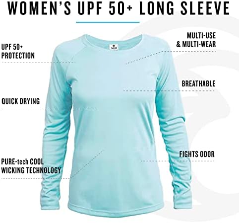 אדי הלבשה של נשים UPF 50+ UV הגנה מפני השמש שרוול ארוך ביצועים רגיל מתאים חולצת ספורט חיצונית
