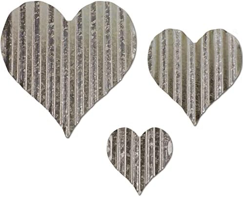3 יח ' מתכת הלב קיר בעיצוב גלי פלדה מגולוונת קישוטים הלב תפאורה מגולוון לב גלי מתכת עיצוב כפרי הלב תלוי בעיצוב הבית
