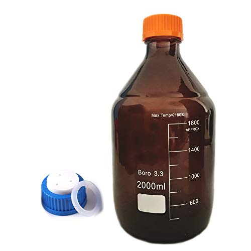DONLAB מבת-05L3 זכוכית בורוסיליקט 5000ml/5L אמבר בראון עגול לאחסון מדיה בקבוק מגיב בקבוק עם 3-חור נייד שלב כובע GL45