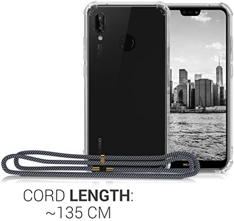 kwmobile Crossbody תיק תואם עם Huawei P20 Lite - מקרה ברור TPU כיסוי לטלפונים w/שרוך כבל רצועת - פחם
