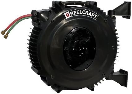 Reelcraft STW3450 OLP תאום 1/4 אינץ ' ב-50-מטר אביב מונע PVC צינור סליל חמצן/אצטילן גז ריתוך