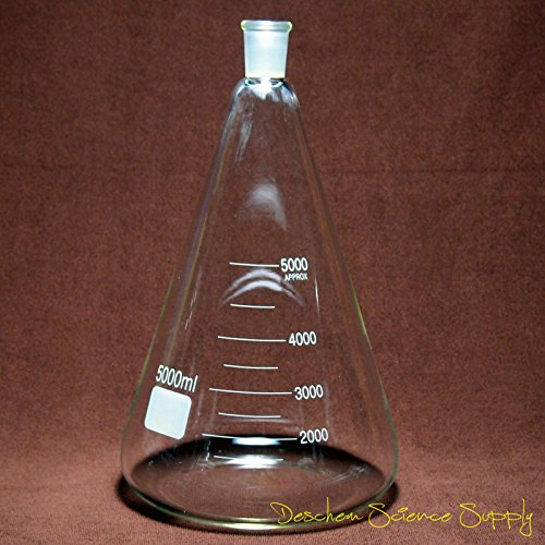 Deschem 5000ml,24/40,זכוכית Erlenmeyer Flask,5L,חרוטי בקבוק,כלי זכוכית, מעבדה
