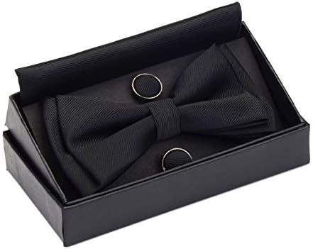 GUSLESON Mens מוצק צבע שני שכבת העניבה כיס מרובע חפתים להגדיר עם קופסת מתנה