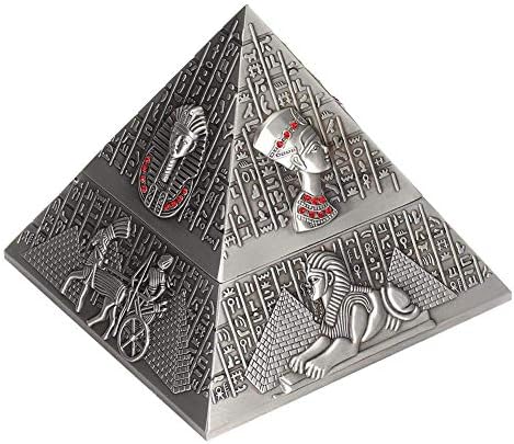 וינטג מתכת מאפרה עם כיסוי Windproof מאפרה פירמידה מצרית קישוטים לבית מלון Office קפה עיצוב שולחן מתנות (עתיקות פח.)