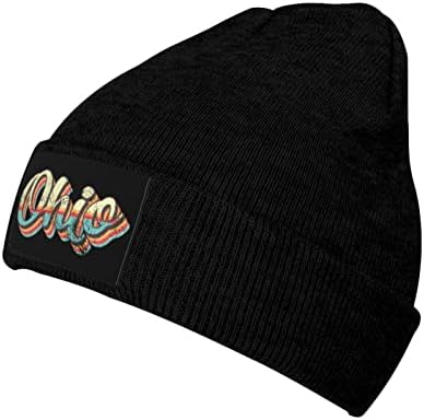 בציר אוהיו רטרו אותיות מבוגרים שחור נמתח לסרוג כובע גידור לצפות את הגולגולת ביני כובע חם