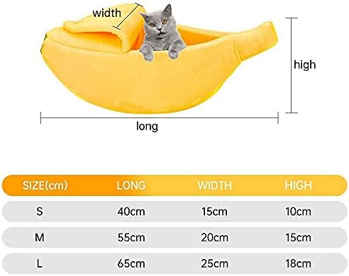 בננה בצורת חתול למיטה, חמים ונעים גור כרית מלונה, נייד רך מחמד ספה חמוד שק שינה מצחיק סל עבור חתולים(L,קפה)