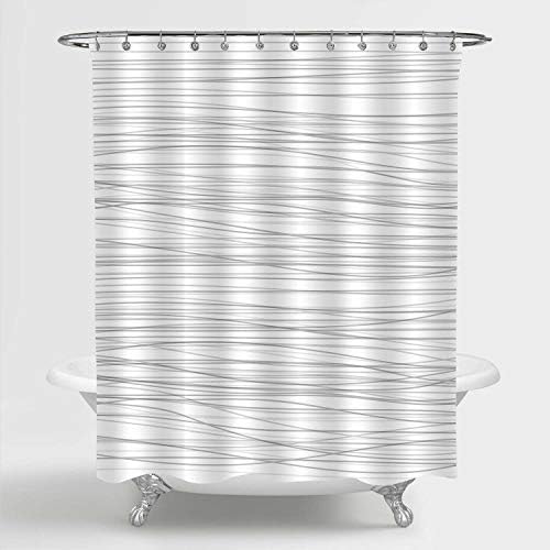 MitoVilla מינימליסטי עם פסים וילון המקלחת, מצויר ביד אופקי בשורה הדפסה אביזרי אמבטיה עכשוויים העיצוב מקלחת, סלון חדר