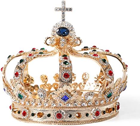 SWEETV זהב מלכת הכתר נשים, וינטאג ' לחתונה הכתר עם צלב תפאורה, מסיבת תחפושות אביזרים ההולדת ליל כל הקדושים