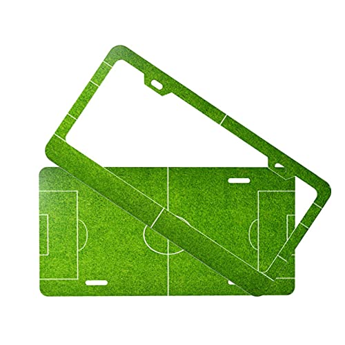 2pcs רישוי מסגרות ירוק אצטדיון כדורגל שדה אל חלד אלומיניום המכונית תג מחזיק כיסוי עם אביזרים