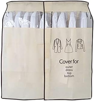 SANWU בגדים התלויים כיסוי אבק הבגד מכסה את השמלה, החליפה המעיל אחסון תיק תיק ארגונית מלתחה השמלה בגדים מכסה(120x120cm,בז')