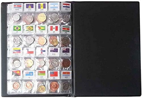 מטבעות אוסף Starter Kit-120 מדינות מטבעות מקורי מקורי העולם מטבע עם עור איסוף האלבום Taged על ידי המדינה דגלים