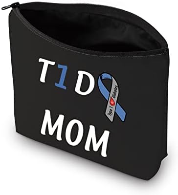 T1D אמא מתנות סוכרת סוג 1 מודעות סרט תיק האיפור סוכרת סוג 1 אמא תמיכה לוחם מתנות T1D סוכרת קוסמטיים התיק רוכסן נרתיק