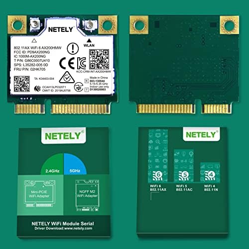NETELY 802.11 AX WiFi 6 AX200HMW Mini-PCIE ממשק WiFi מתאם Bluetooth-WiFi 6 3000Mbps (2.4 GHz 574Mbps & 5GHz 2400Mbps)