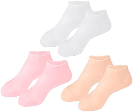 3 זוגות גרבי לחות העור הוורוד הלבן SEBS רב תכליתי הרגל פדיקור ספא גרביים פילינג אנטי-ייבוש גרביים תיקון סדוק עקב לנשים.