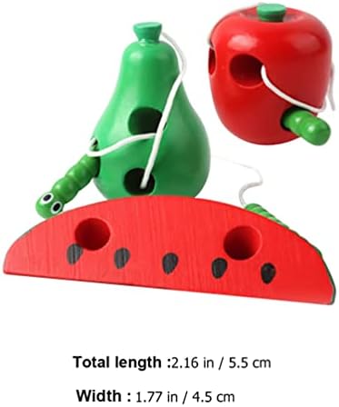 Kisangel 3pcs עץ לשרוך צעצוע פירות אבטיח השחלה צעצוע כישורי מוטוריקה עדינה מונטסורי צעצוע בגיל הרך למידה צעצועים חינוכיים