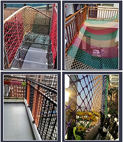 AWSAD צבע מסוקס רשת ניילון מרפסת מדרגות מחסום ליפול הגנה רשת ביטחון עבור ילדים 6 מ מ החבל כבד תלוי רשת，גודל מותאם אישית