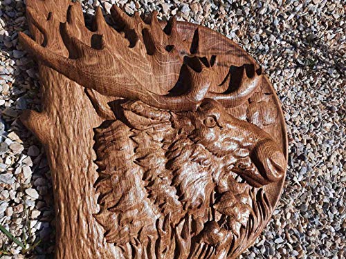 האמריקאי מוס עץ מגולף צלחת הקיר חיות קיר עץ עגול אמנות דקורטיבית מוס תלייה על קיר לעיצוב הבית Pediments ציד מתנה