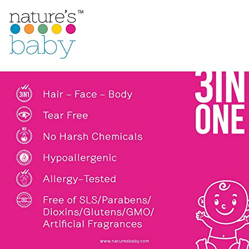 הטבע של שמפו לתינוקות, לפנים & לשטוף את הגוף - ניסח עבור בעיה, עור רגיש - סולפט בחינם, אין ריחות מלאכותיים ו-pH נייטרלי