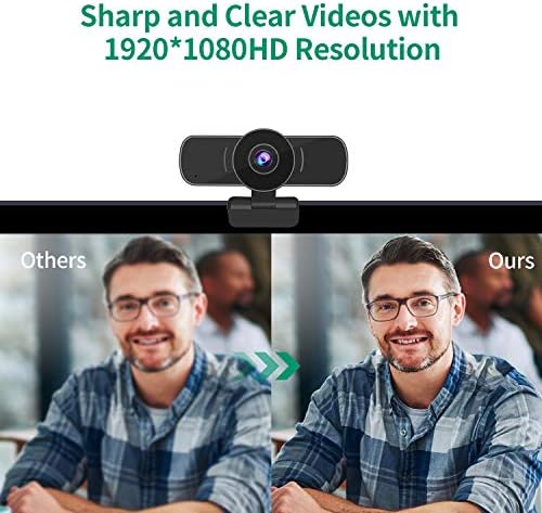 Dericam 1080P HD Webcam עם מיקרופון, USB מצלמת אינטרנט, משחקים ויישומי מחשב המצלמה עבור סקייפ, FaceTime, PC/Mac/מחשב