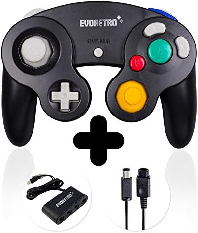 EVORETRO שחור בקר מתאם עבור Gamecube תואם עבור נינטנדו מתג אידיאלי עבור חבילה Smash Bros תואם גם למחשב Wii ו-Wii U