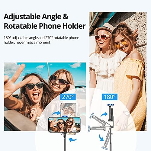 ATUMTEK Selfie מקל חצובה, להארכה 3 ב-1 נטענת Bluetooth מקל סלפי עם שלט אלחוטי לאייפון 12/11/11 Pro/XS מקס/XS/XR/X/8/7,