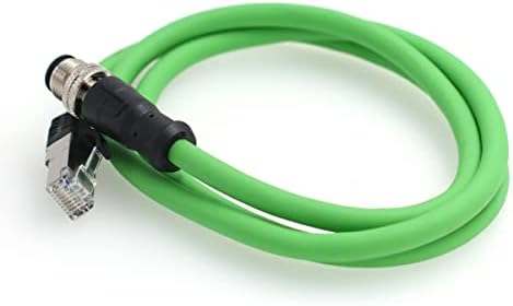 Eonvic M12 4 פינים D-קוד RJ45 Gigabit Cognex תעשייתי מצלמה כבל רשת CAT5 סוכך כבלים (ירוק, 1M)