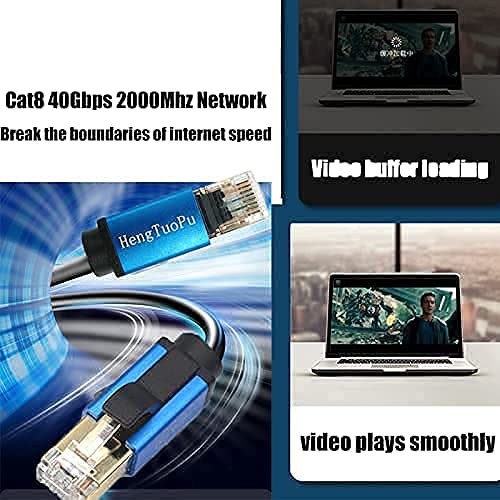 HengTuoPu Cat8 כבל ה-Ethernet,Cat8 LAN מצופה זהב 40Gbps 2000Mhz רשת,גבוה מהירות סיבוב כבל רשת מסוכך עם זהב מצופה מחבר