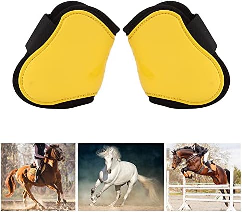 Shanrya סוס גיד מגפי, רך ונוח הביצוע בסדר ריפוד טוב השפעה מתכוונן הסוס רגל מגפיים על סוס קפיצות(צהוב, בינוני זוג רגליים