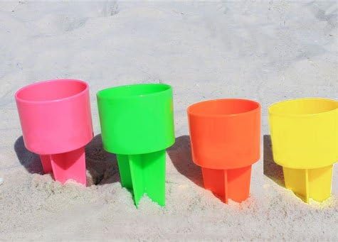 גרומה סט של ארבעה החוף משקה חול מחזיקי גביע חדש - צבעי ניאון