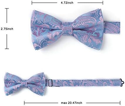 עניבות פרפר לגברים פייזלי העניבה כיס סט מרובע קלאסי רשמי עניבת פרפר חתונה מסיבה מתכוונן
