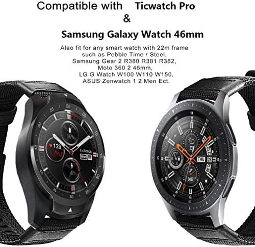 Olytop תואם Ticwatch S2 להקה / Ticwatch Pro הלהקה, 22mm Galaxy לצפות 3 להקות 45mm מהיר שחרור פרמיה ניילון עם עור החלפת