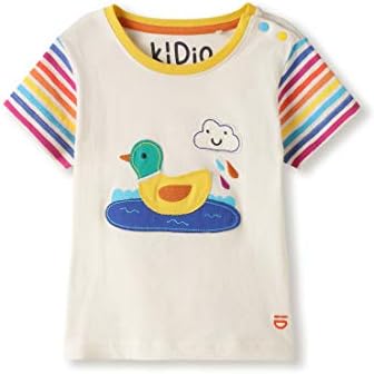 kIDio כותנה אורגנית אפליקציה תינוק תינוק תינוק חולצה- ילד ילדה טריקו שרוול קצר (0-4 שנים)
