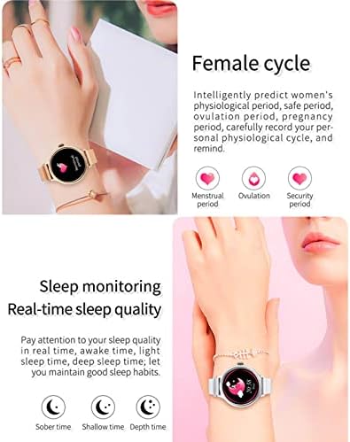 TTWLJJ שעון חכם עבור נשים 1.1 אינץ מסך מגע כושר גשש השעון עמיד למים IP67 Smartwatch עם מספר רב של ספורט מצבים, מונה